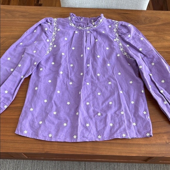 Sezane MILANO BLOUSE in Lavender Embroidered Size EU Fr 38 US 6 - Picture 8 of 12